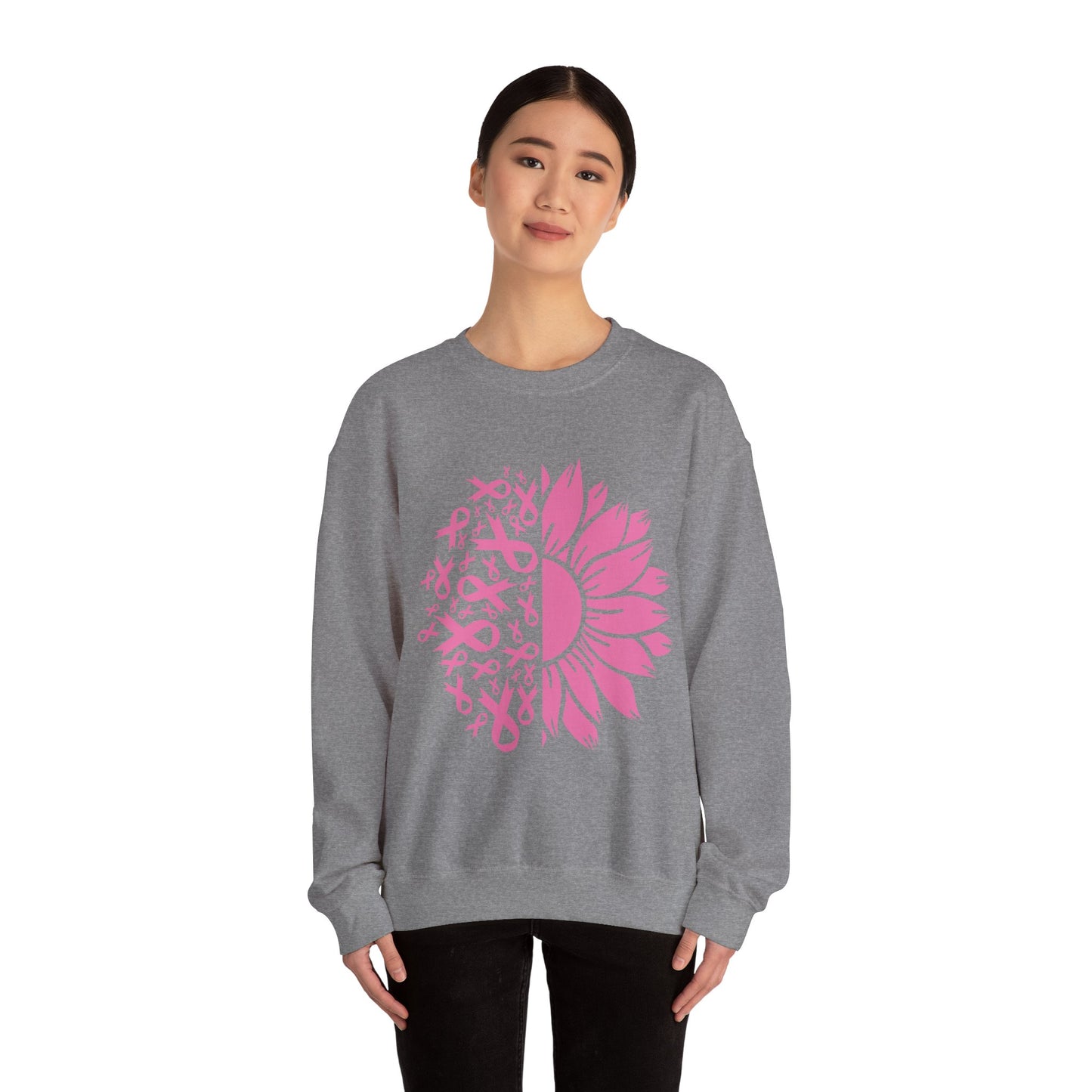 BCA - Pink Ribbon Sunflower  | Unisex Heavy Blend™ Crewneck Sweatshirt