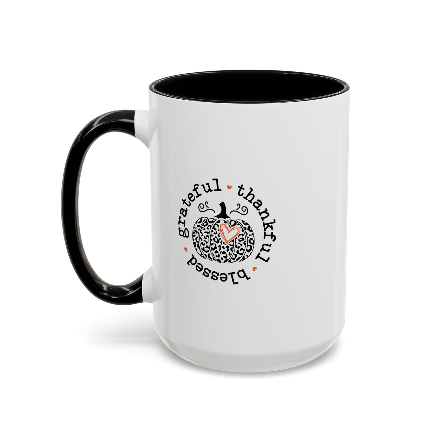 THK - Thankful, Grateful, Blessed | Accent Coffee Mug Black (11, 15oz)