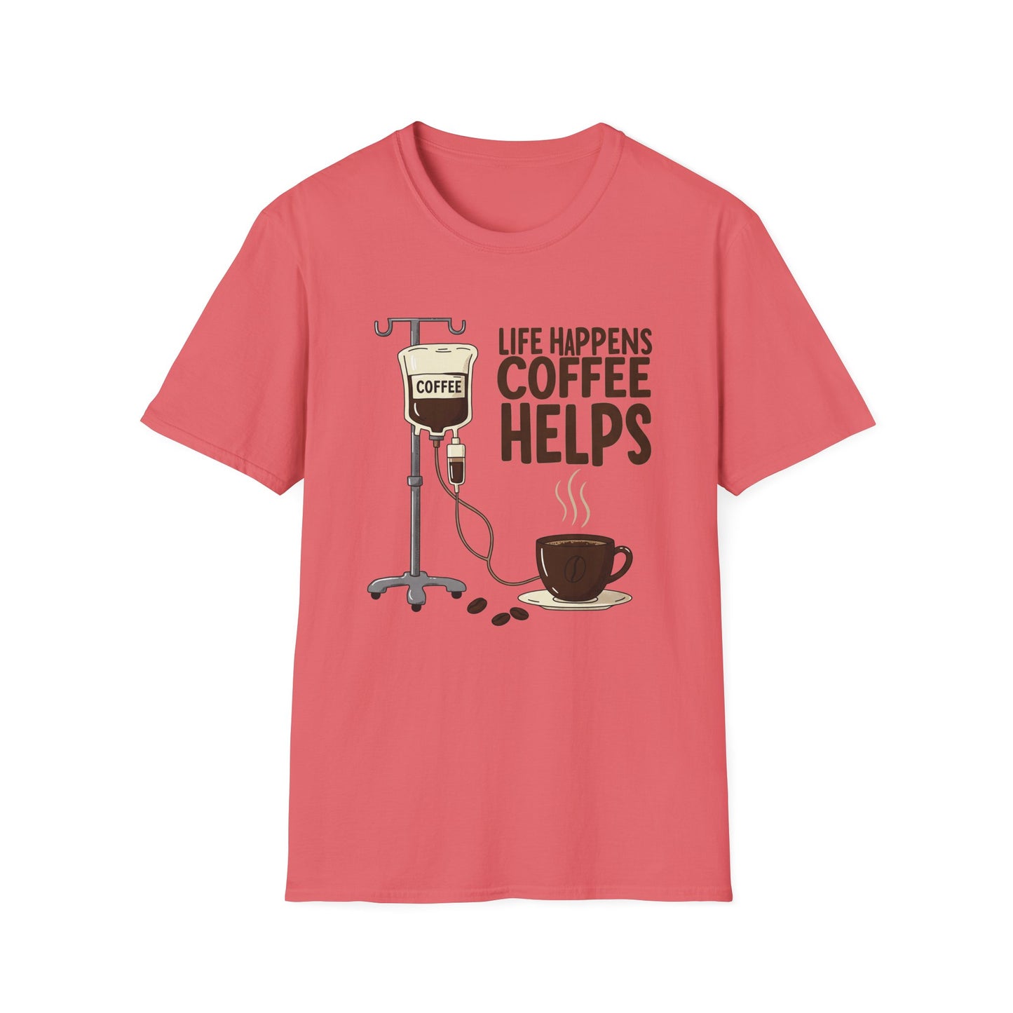 CAF - Life Happens, Coffee Helps | Unisex Softstyle T-Shirt