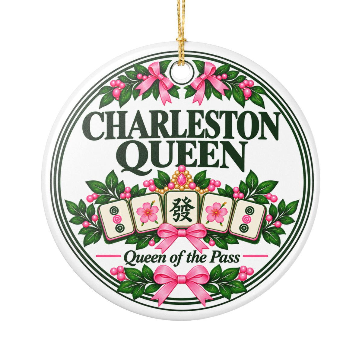 Charleston Queen Mahjong Christmas Ornament | Funny Mahj Player Gift