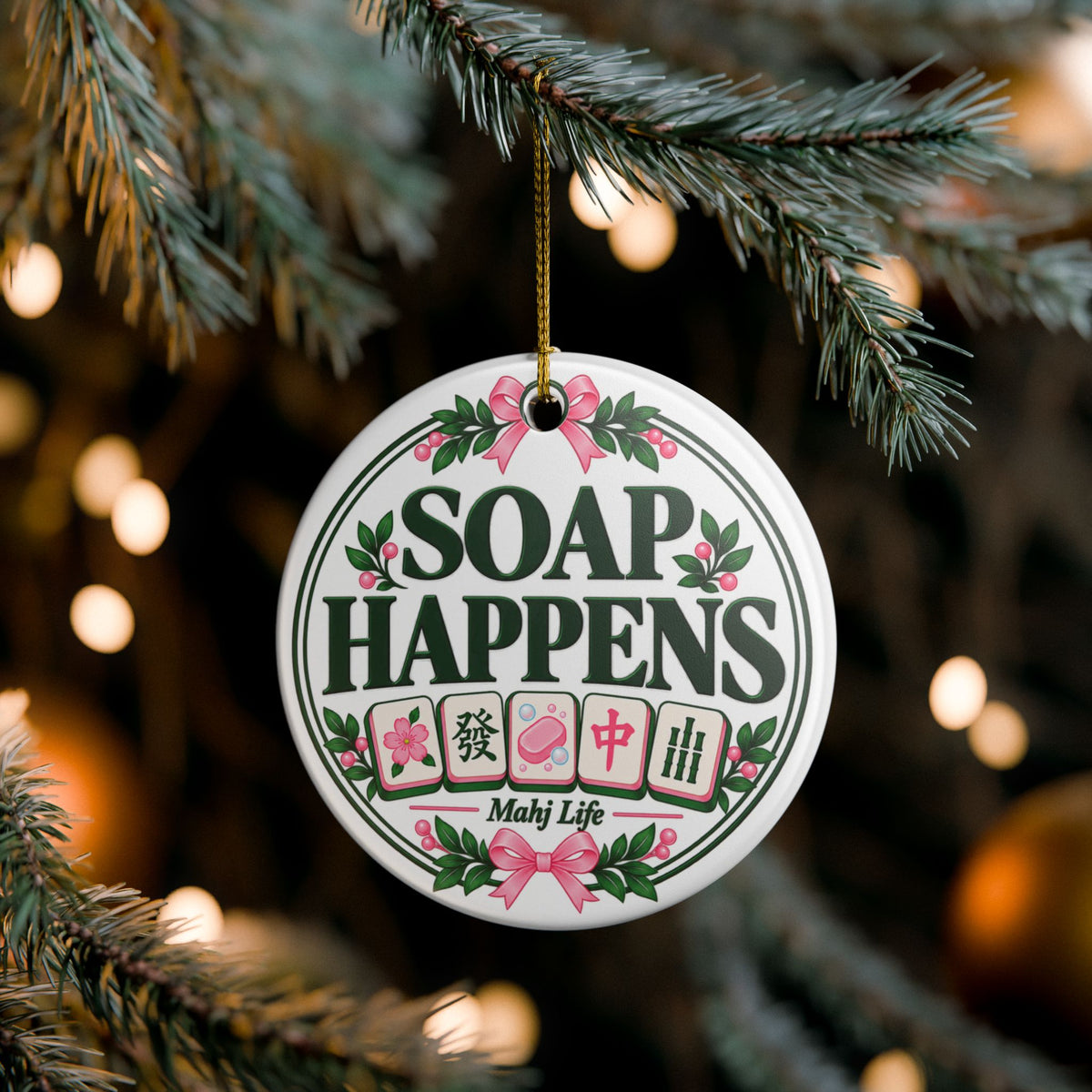 Soap Happens Mahjong Christmas Ornament | Funny Mahj Player Gift