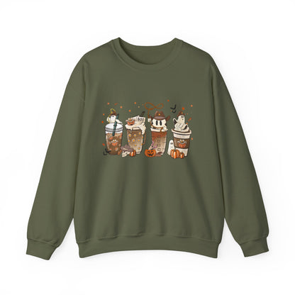 HN- Ghostly Four Coffees | Heavy Blend™ Crewneck Sweatshirt