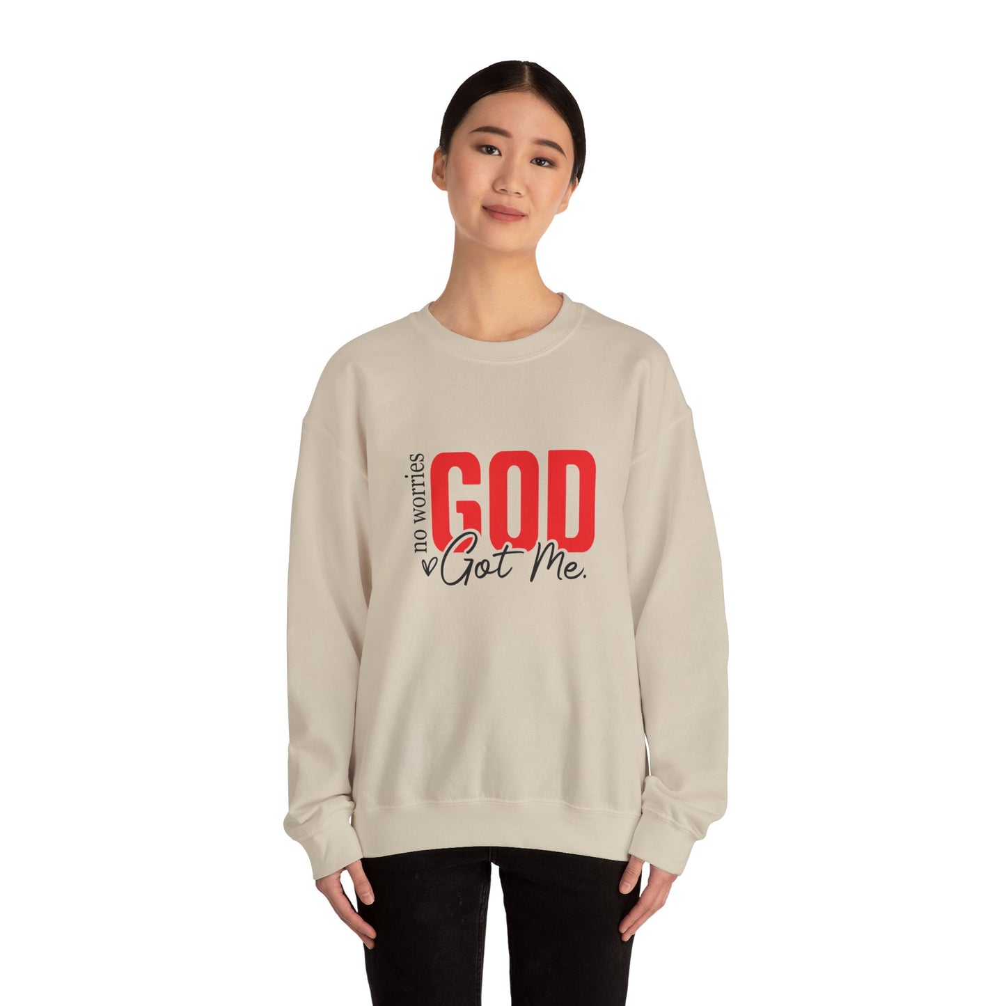 No Worries, God Got Me Sweatshirt | Christian Faith Statement Unisex Crewneck