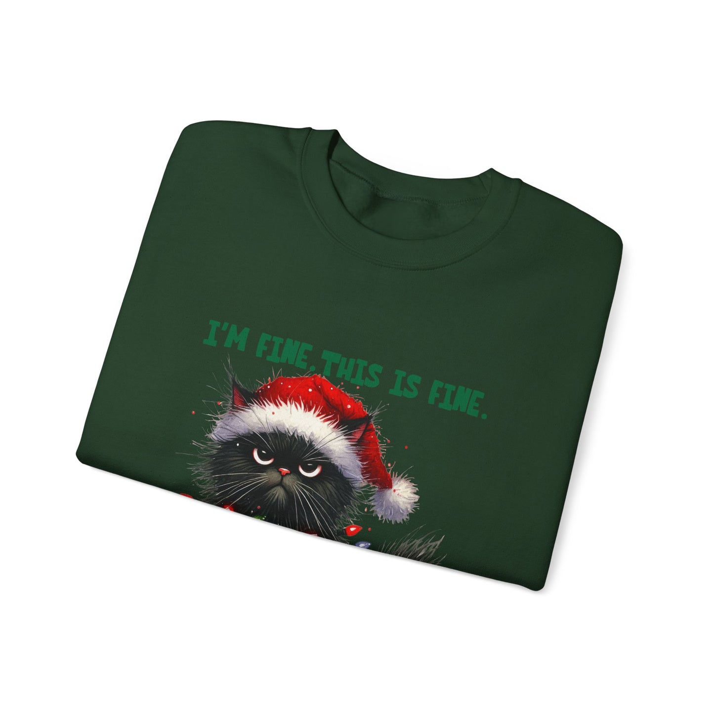 CMS - I'm Fine. This is Fine. Totally Fine (Cat) | Heavy Blend™ Crewneck Sweatshirt