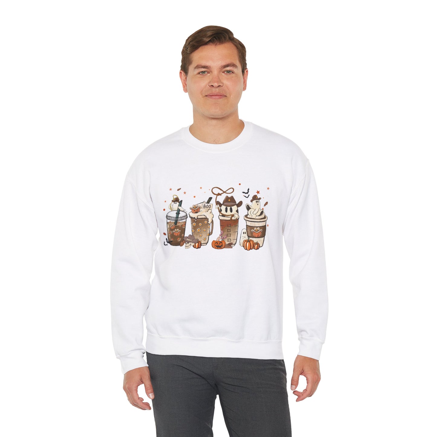 HN- Ghostly Four Coffees | Heavy Blend™ Crewneck Sweatshirt