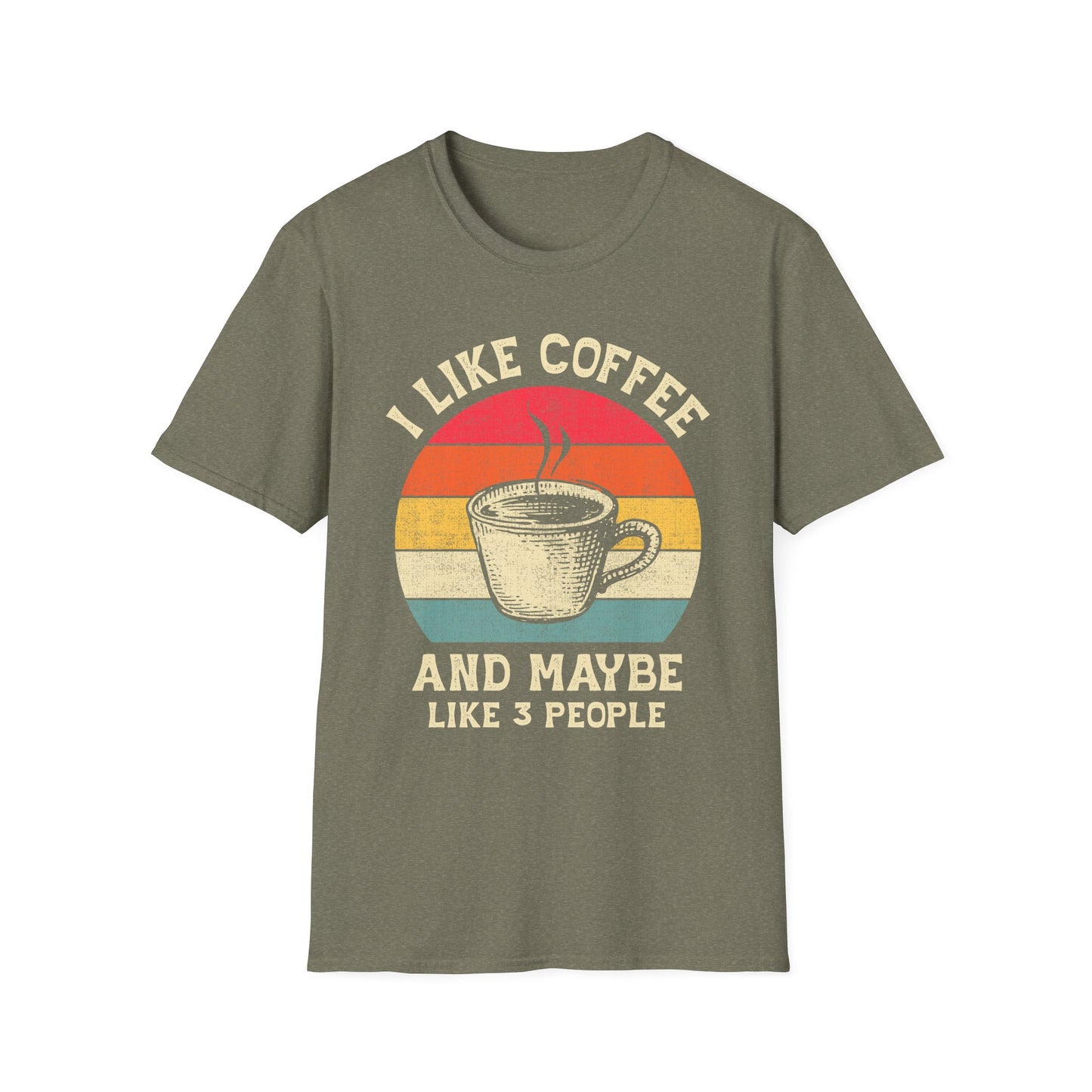 "I Like Coffee… and Maybe 3 People" Funny T-Shirt – Unisex Soft Cotton Coffee Lover Tee – Sarcastic Humor Shirt for Caffeine Addicts