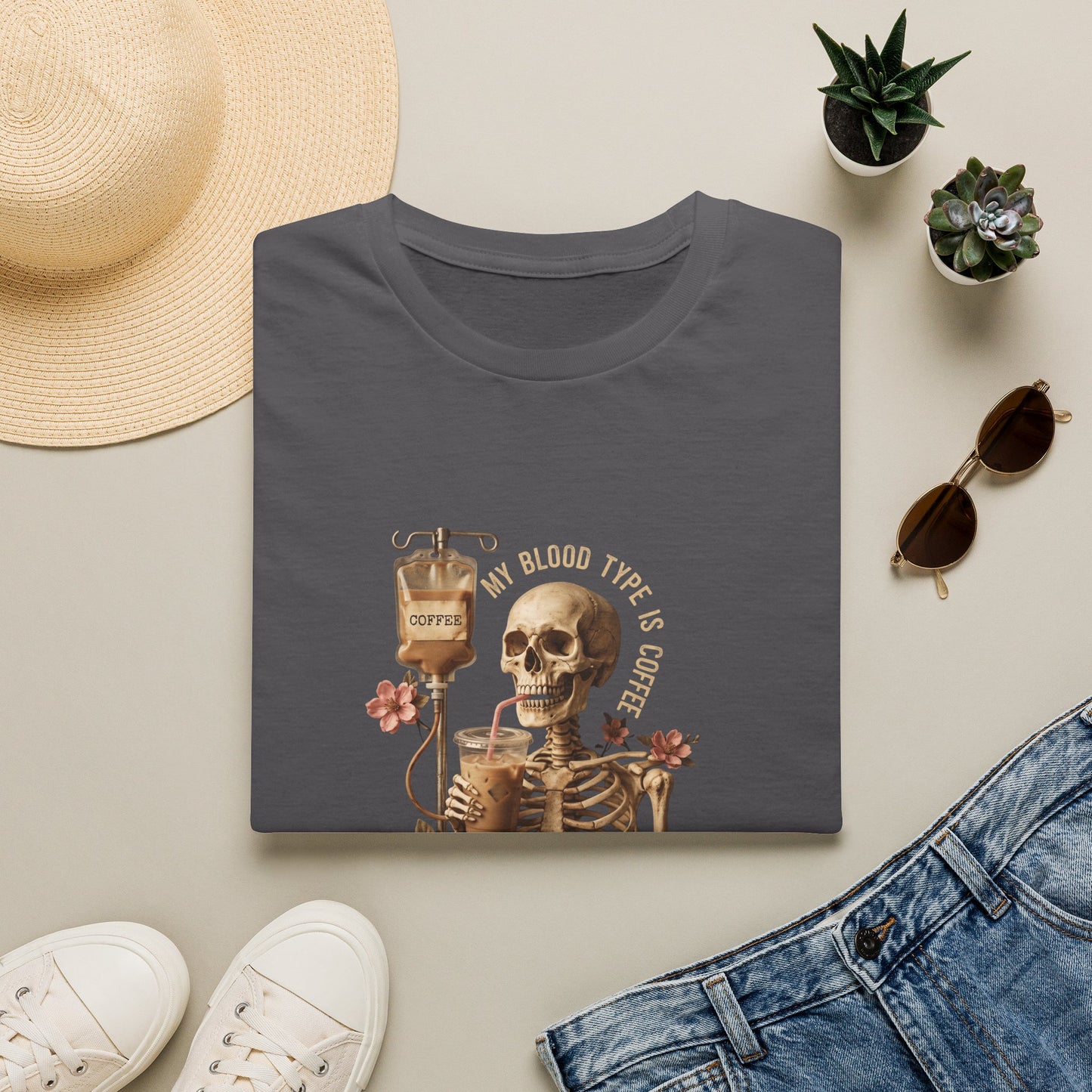 Skeleton Coffee IV T-Shirt | Unisex Classic Fit Caffeine Addict Tee