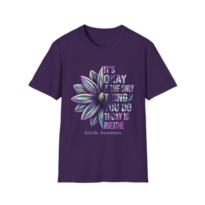 "It’s Okay If All You Did Today Was Breathe" Unisex Comfort Tee – Suicide Awareness Month Shirt
