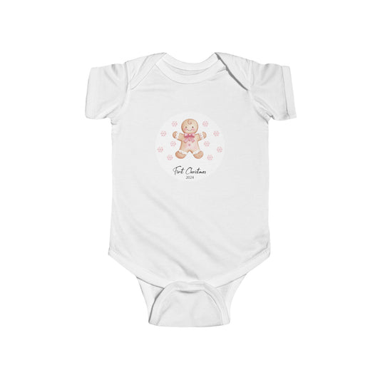 CMS - My 1st Christmas Pink Gingerbread | Infant Fine Jersey Bodysuit