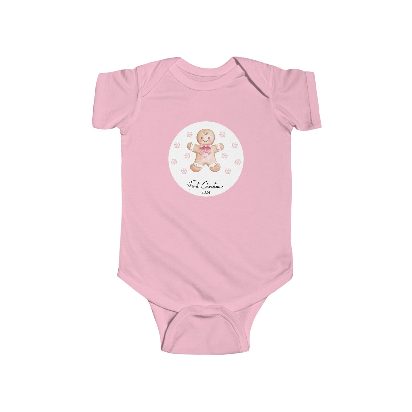 CMS - My 1st Christmas Pink Gingerbread | Infant Fine Jersey Bodysuit