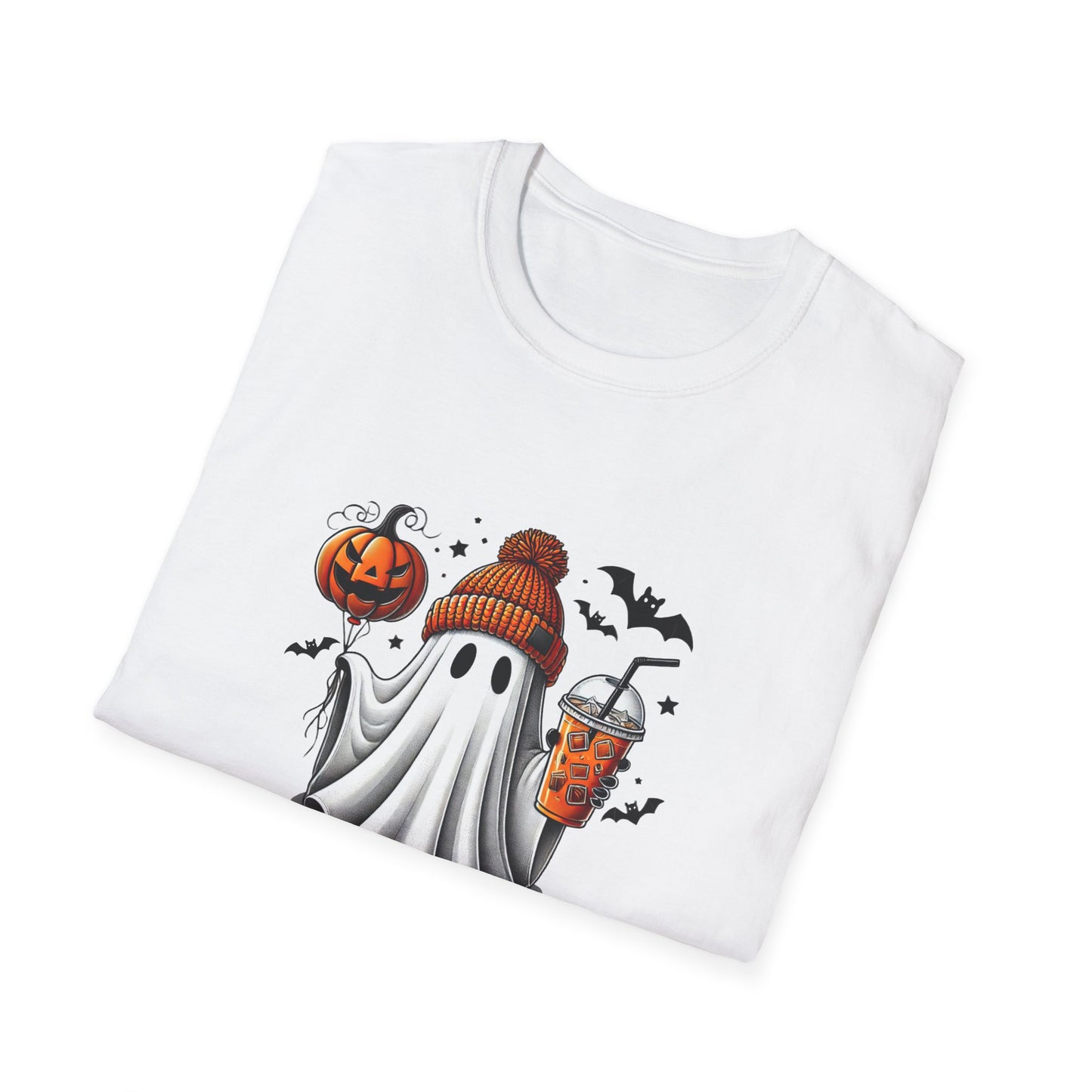 HN - Cute Ghost Beanie Coffee | Softstyle T-Shirt