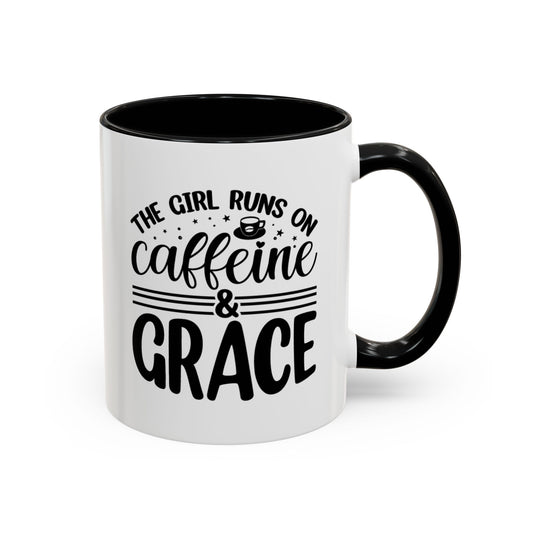 CLE -This Girl Runs On Caffeine & Grace  | Accent Coffee Mug (11, 15oz)