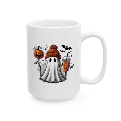 HN - Cute Ghost With Beanie | Mug, (11oz, 15oz)