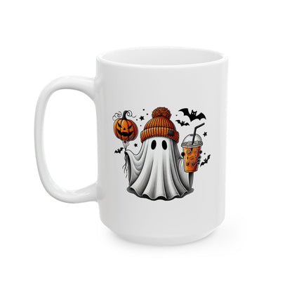 HN - Cute Ghost With Beanie | Mug, (11oz, 15oz)