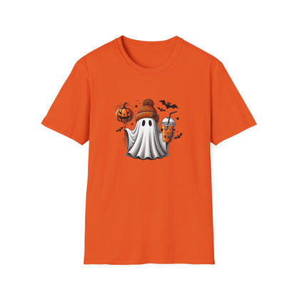 HN - Cute Ghost Beanie Coffee | Softstyle T-Shirt