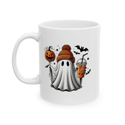 HN - Cute Ghost With Beanie | Mug, (11oz, 15oz)