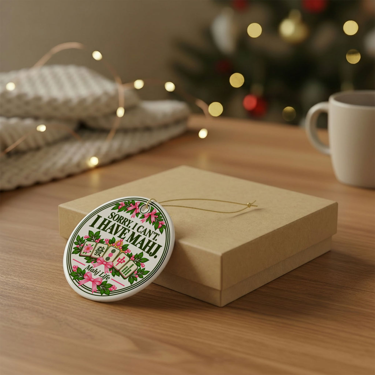 Sorry, I Can't. I Have Mahj. Christmas Ornament | Funny Mahjong Gift
