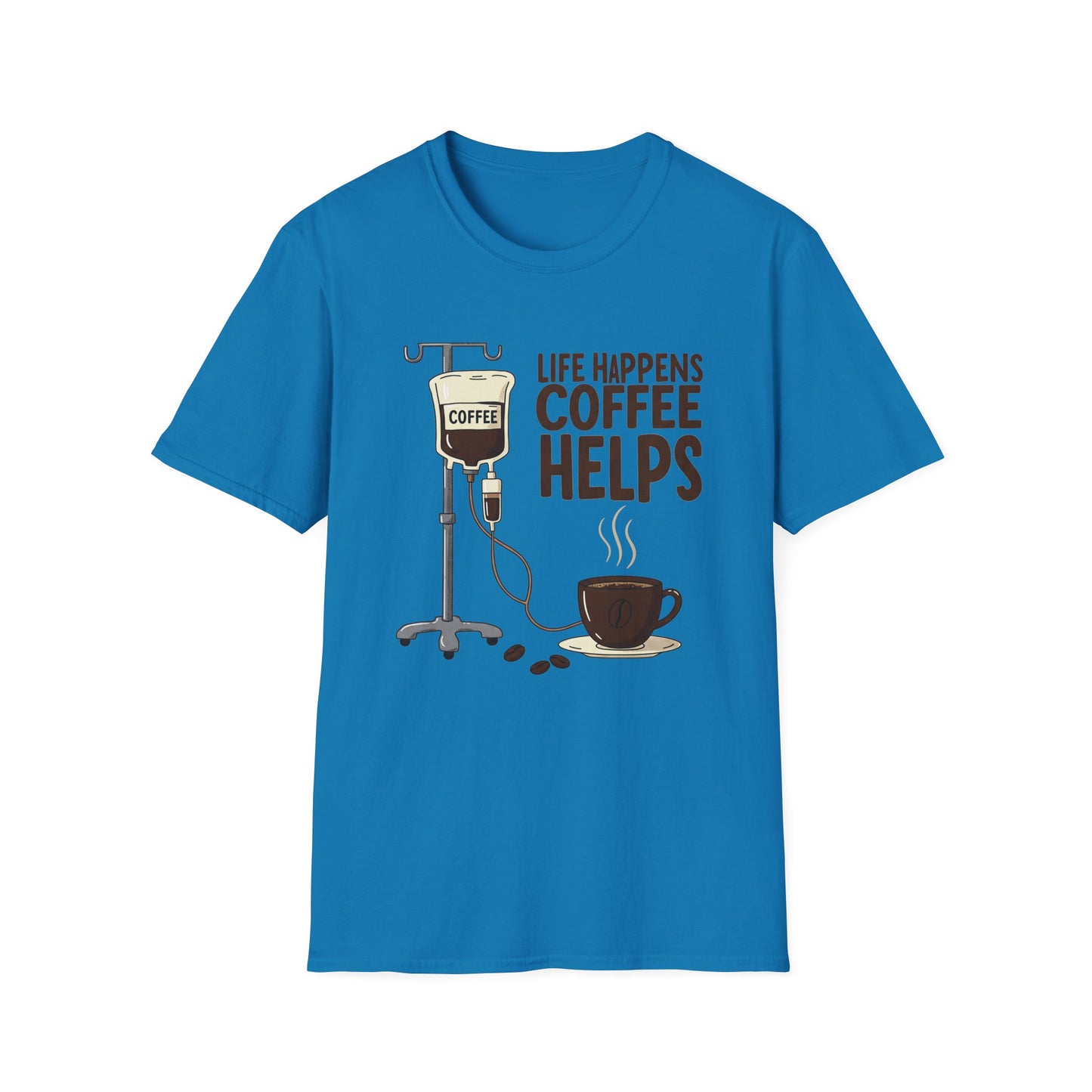CAF - Life Happens, Coffee Helps | Unisex Softstyle T-Shirt
