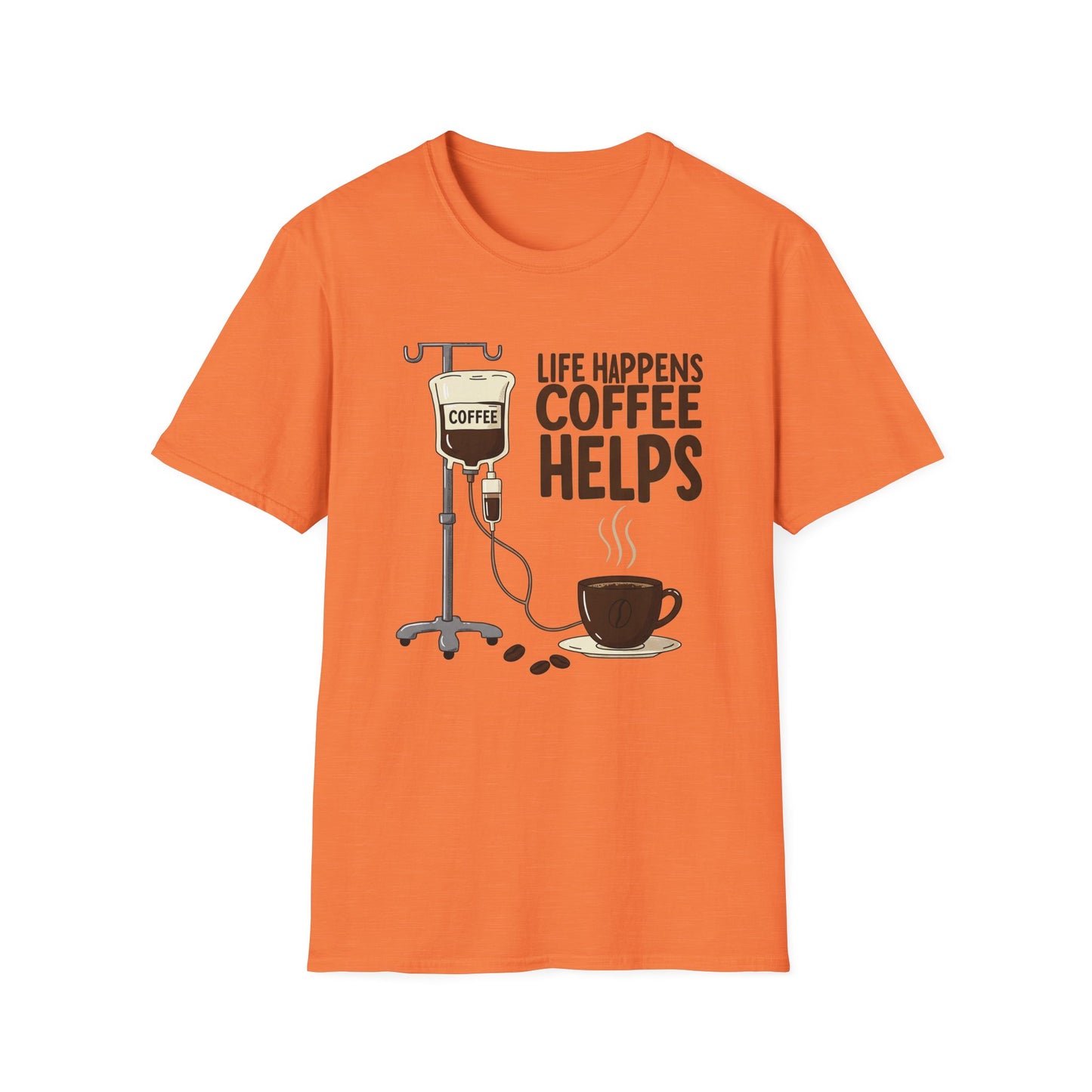CAF - Life Happens, Coffee Helps | Unisex Softstyle T-Shirt