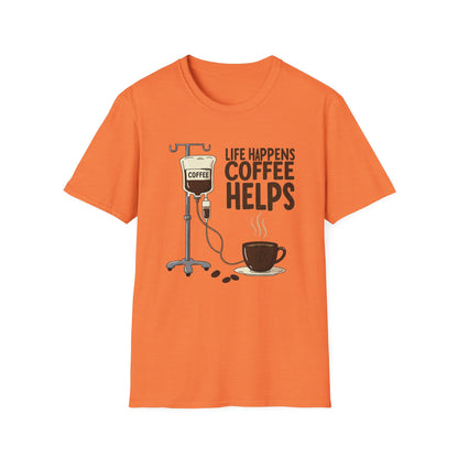 CAF - Life Happens, Coffee Helps | Unisex Softstyle T-Shirt
