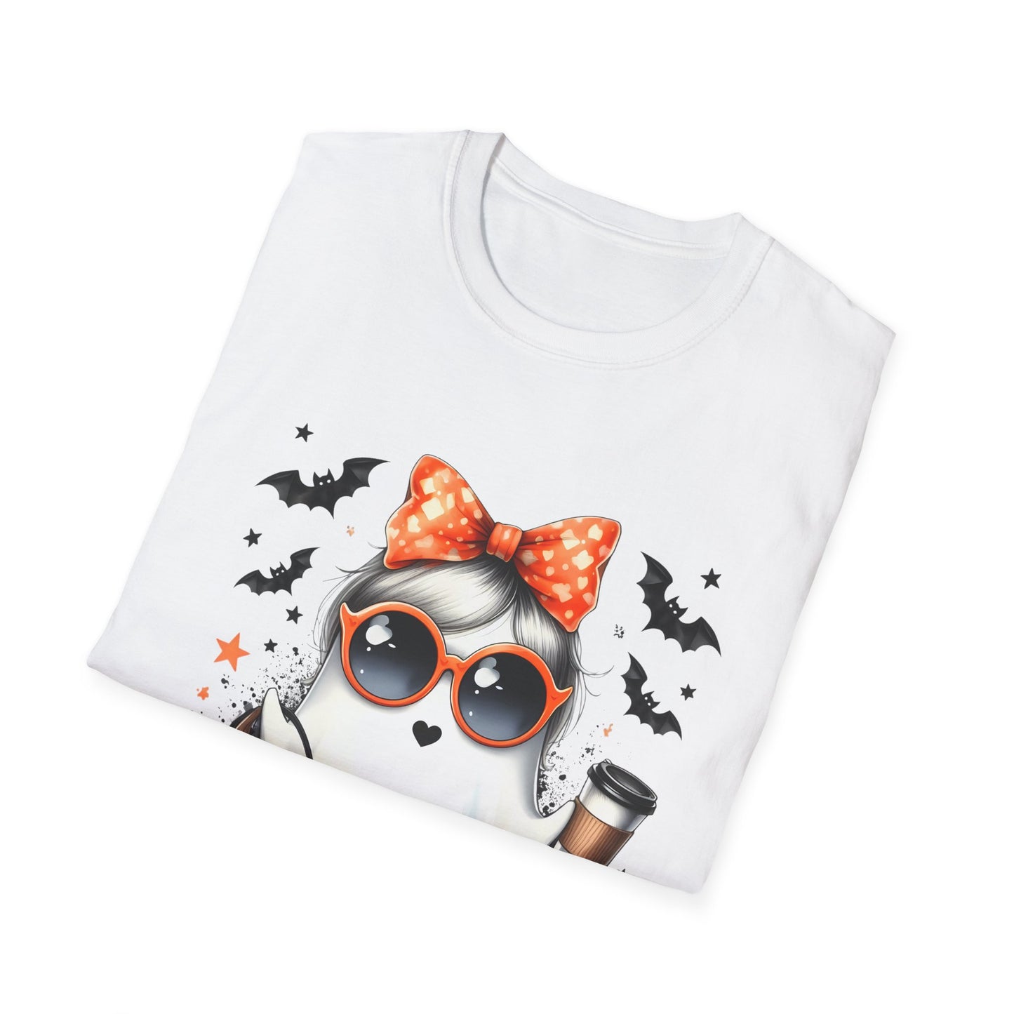 HN - Cute Ghost Bow Coffee | Softstyle T-Shirt