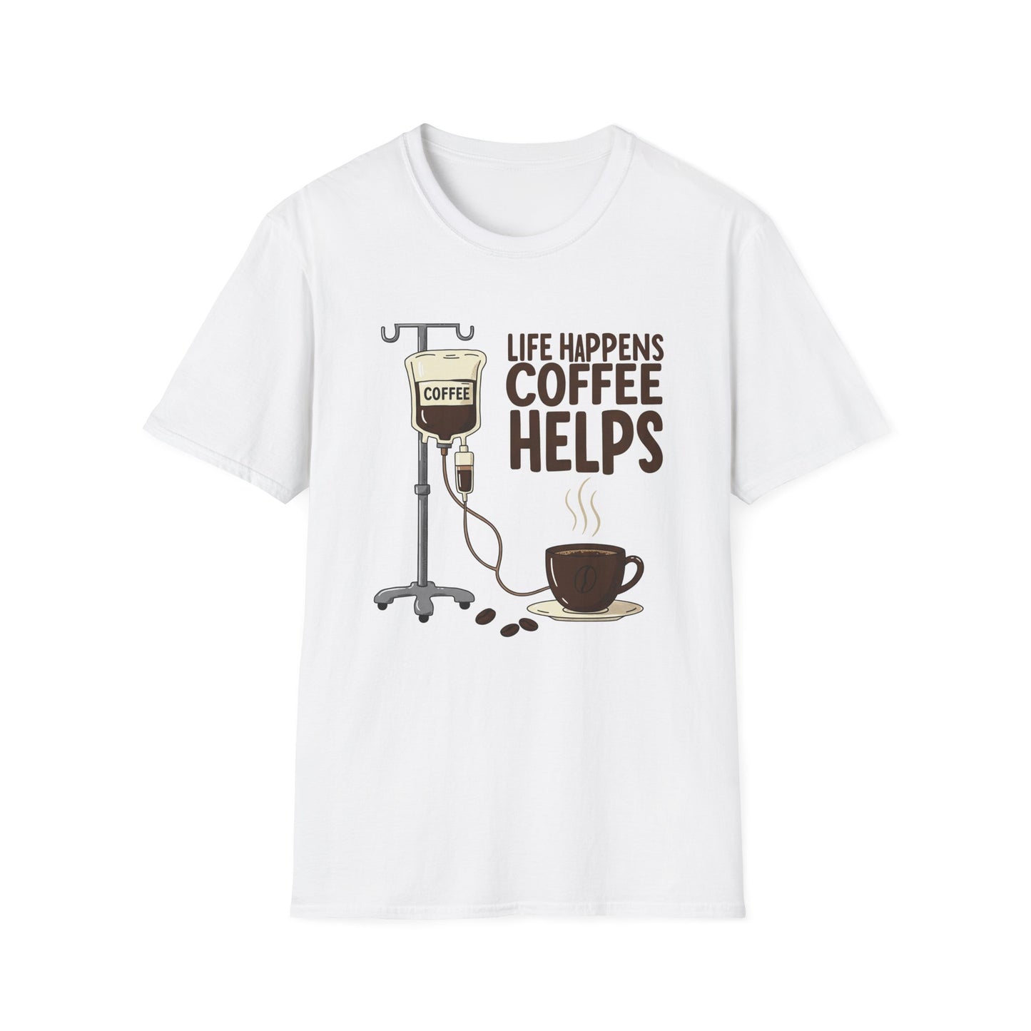CAF - Life Happens, Coffee Helps | Unisex Softstyle T-Shirt