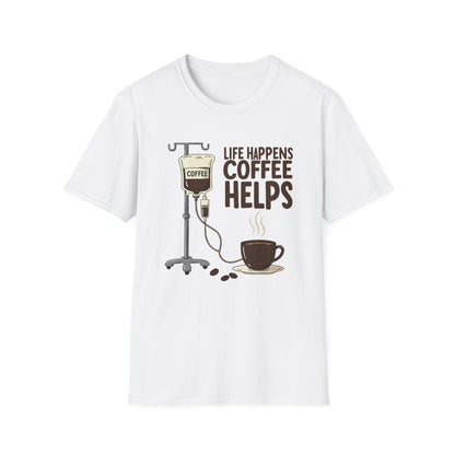 CAF - Life Happens, Coffee Helps | Unisex Softstyle T-Shirt