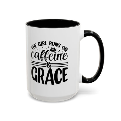 CLE -This Girl Runs On Caffeine & Grace  | Accent Coffee Mug (11, 15oz)