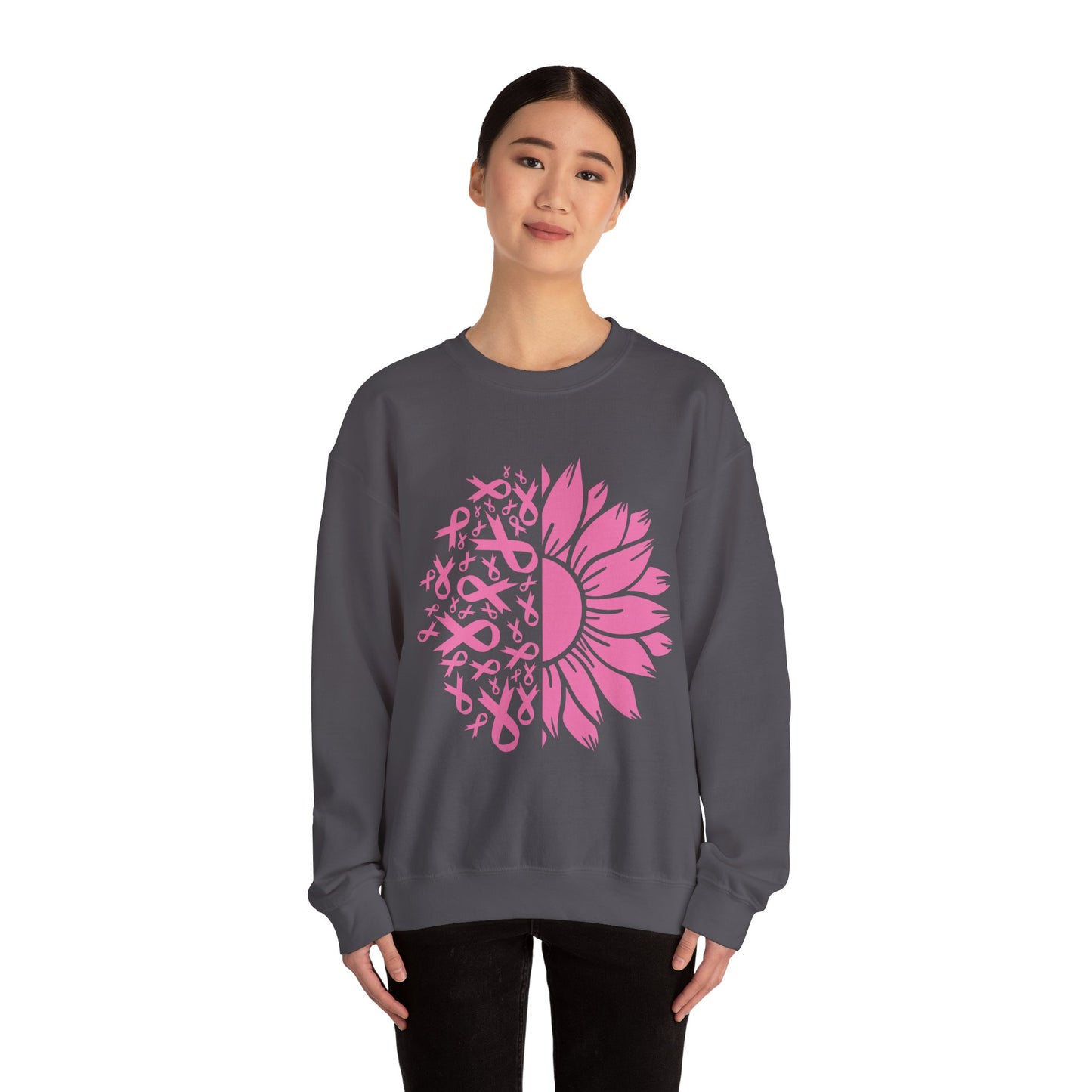 BCA - Pink Ribbon Sunflower  | Unisex Heavy Blend™ Crewneck Sweatshirt