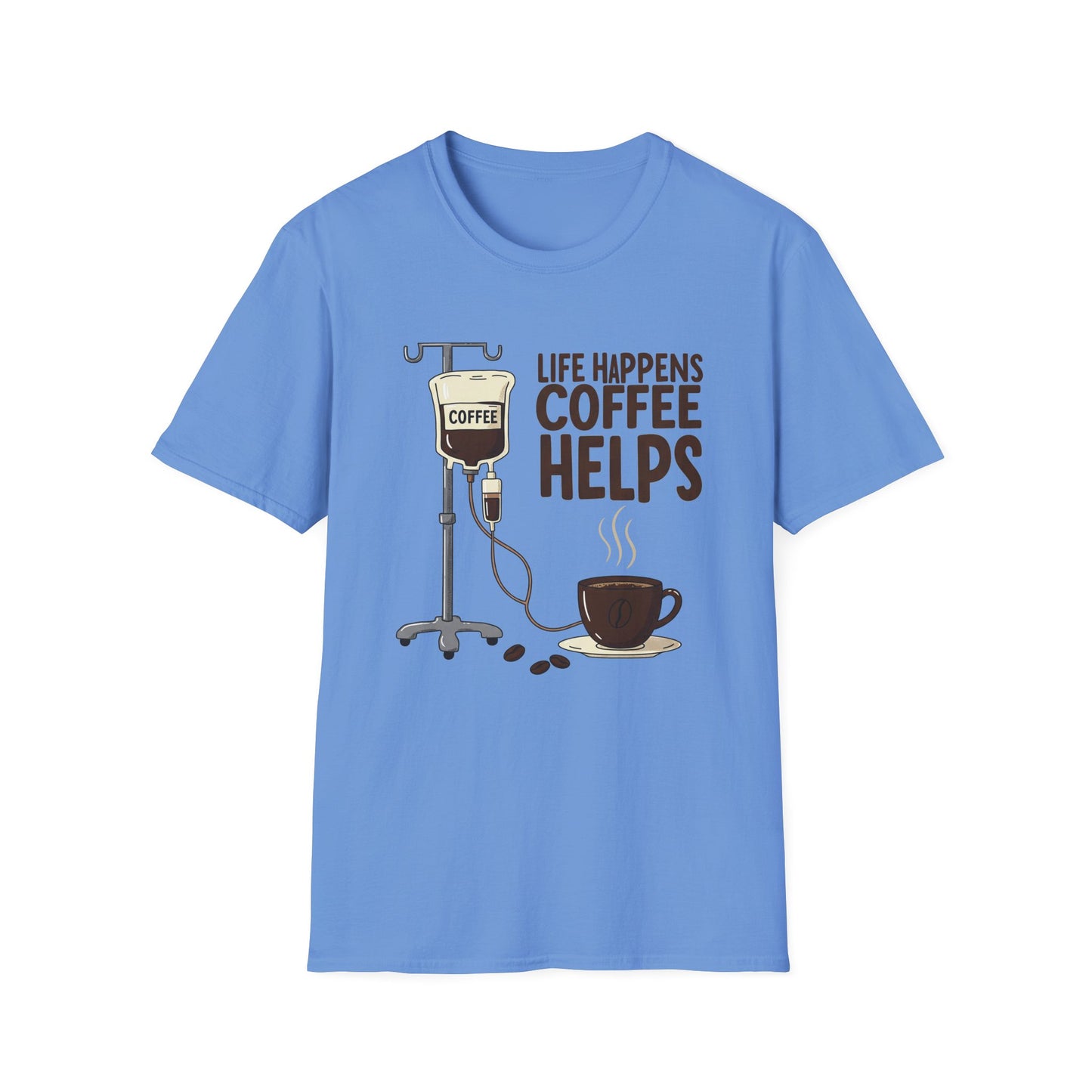 CAF - Life Happens, Coffee Helps | Unisex Softstyle T-Shirt