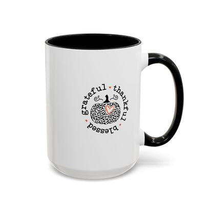 THK - Thankful, Grateful, Blessed | Accent Coffee Mug Black (11, 15oz)