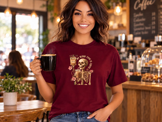 Skeleton Coffee IV T-Shirt | Spooky Caffeine Addict Tee