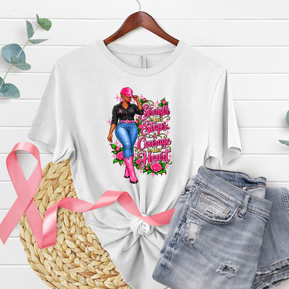Breast Cancer Warrior Woman Shirt | MN-Bald Warrior Pink Ribbon Awareness Tee